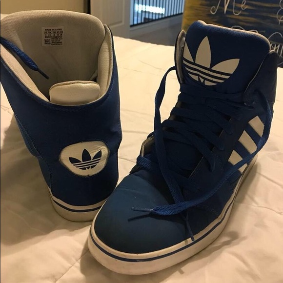 adidas original shoes mens high tops white blue